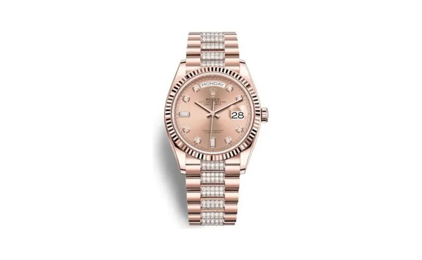 Rolex Day-Date 36 Everose Gold / Fluted / Rose-Diamond / President-Diamond