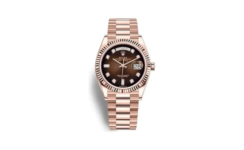 Rolex Day-Date 36 Everose Gold / Fluted / Brown Ombré-Diamond / President