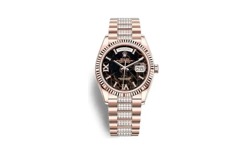 Rolex Day-Date 36 Everose Gold / Fluted / Eisenkiesel / President-Diamond