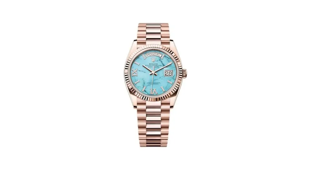 Rolex Day-Date 36 Everose Gold - Fluted / Turquoise / President