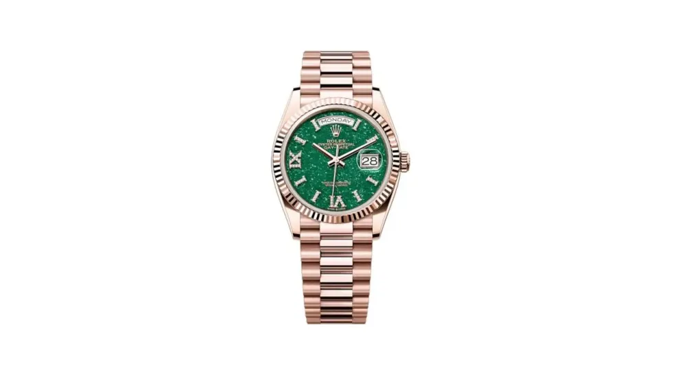 Rolex Day-Date 36 Everose Gold - Fluted / Green Aventurine / President