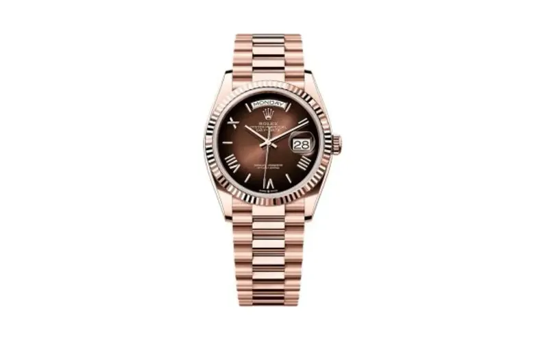Rolex Day-Date 36 Everose Gold - Fluted / Brown Ombré - Roman / President