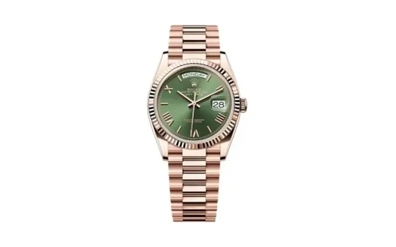 Rolex Day-Date 36 Everose Gold - Fluted / Green - Roman / President