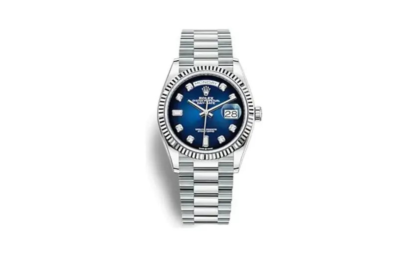 Rolex Day-Date 36 Platinum - Fluted / Blue Ombré / President