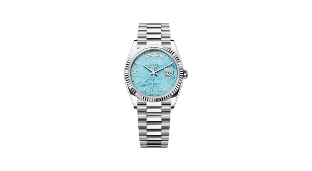 Rolex Day-Date 36 Platinum - Fluted / Turquoise / President