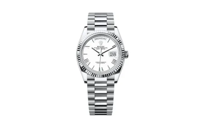 Rolex Day-Date 36 Platinum - Fluted / White - Roman / President