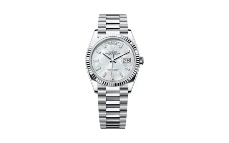 Rolex Day-Date 36 Platinum - Fluted / MOP - Baguette / President