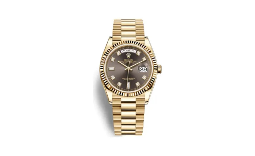 Rolex Day-Date 36 Yellow Gold / Fluted / Dark Grey-Diamond / President