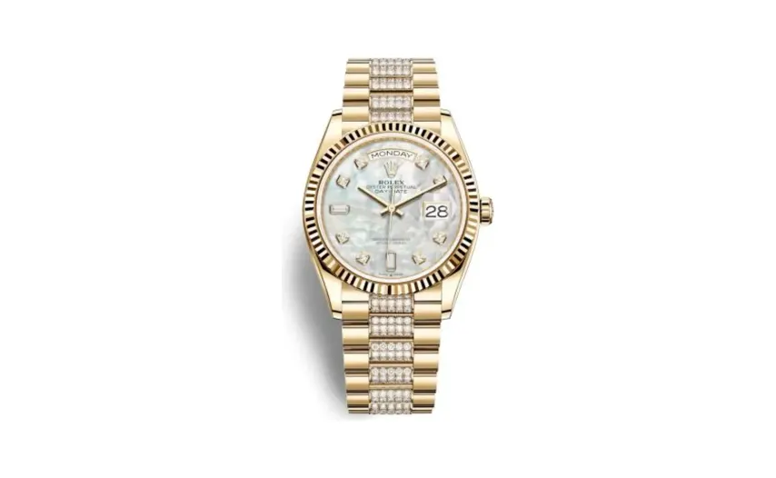Rolex Day-Date 36 Yellow Gold / Fluted / MOP-Diamond / President-Diamond