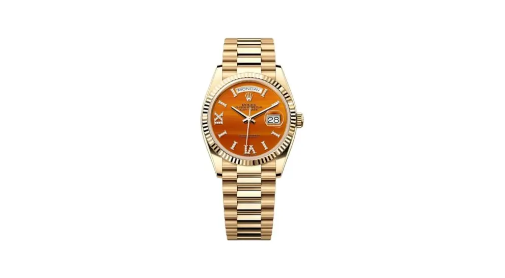 Rolex Day-Date 36 Yellow Gold - Fluted / Carnelian / President