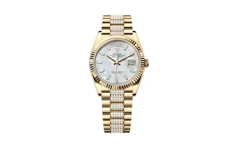 Rolex Day-Date 36 Yellow Gold / Fluted / MOP - Baguette / President - Diamond