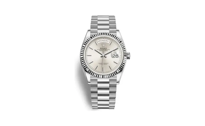 Rolex Day-Date 36 White Gold / Fluted / Silver / President