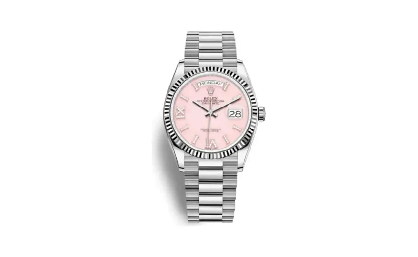 Rolex Day-Date 36 White Gold / Fluted / Opal-Diamond / President