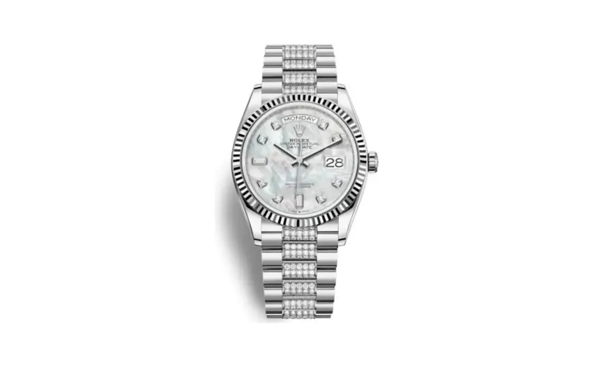 Rolex Day-Date 36 White Gold / Fluted / MOP-Diamond / President-Diamond
