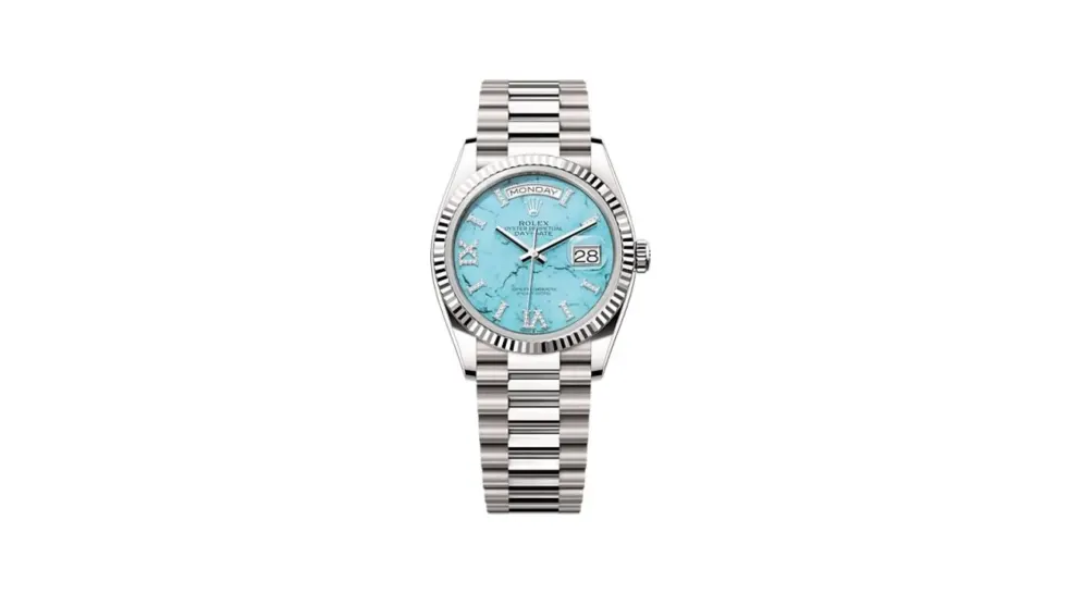 Rolex Day-Date 36 White Gold - Fluted / Turquoise / President