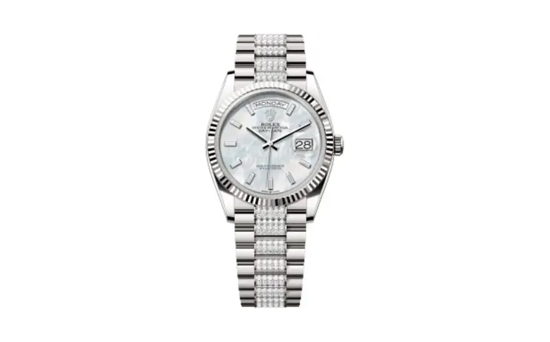 Rolex Day-Date 36 White Gold / Fluted / MOP-Diamond / President-Diamond