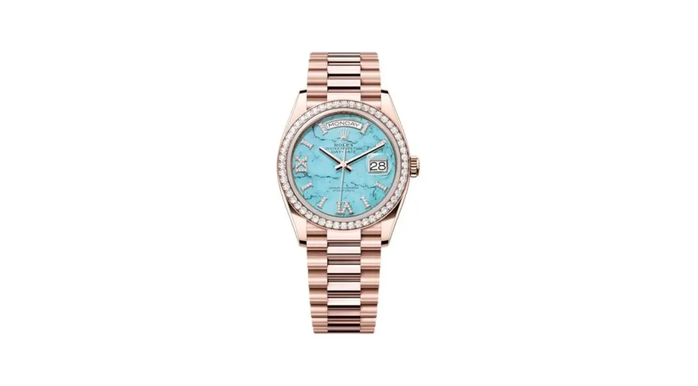 Rolex Day-Date 36 Everose Gold - Diamond / Turquoise / President