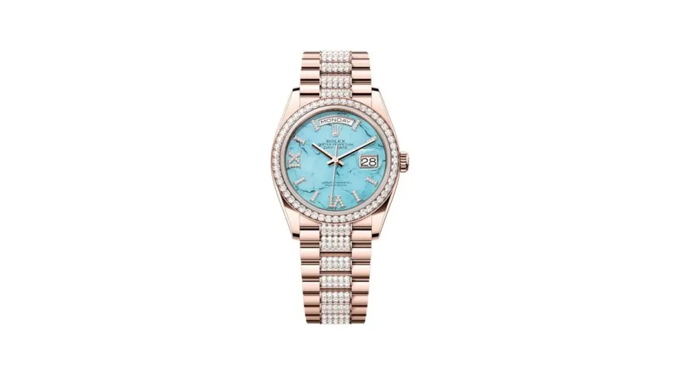 Rolex Day-Date 36 Everose Gold - Diamond / Turquoise / President - Diamond