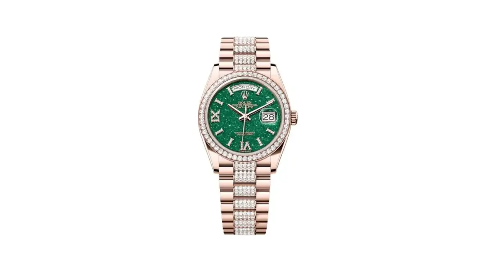 Rolex Day-Date 36 Everose Gold - Diamond / Green Aventurine / President - Diamond
