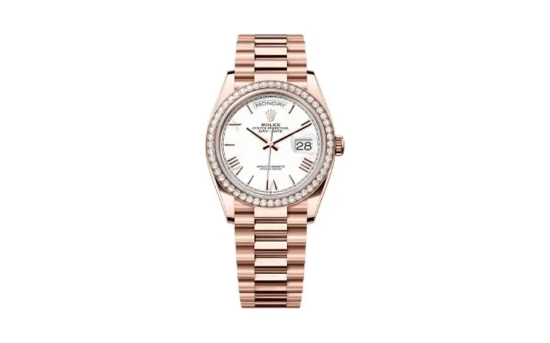 Rolex Day-Date 36 Everose Gold / Diamond / White - Roman / President