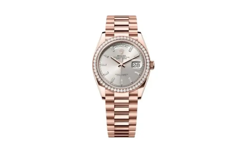 Rolex Day-Date 36 Everose Gold - Diamond / Silver - Baguette / President