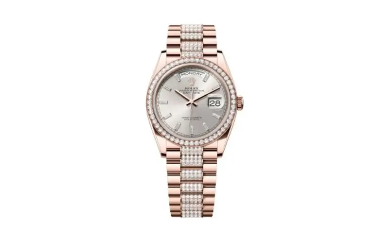 Rolex Day-Date 36 Everose Gold - Diamond / Silver - Baguette / President - Diamond