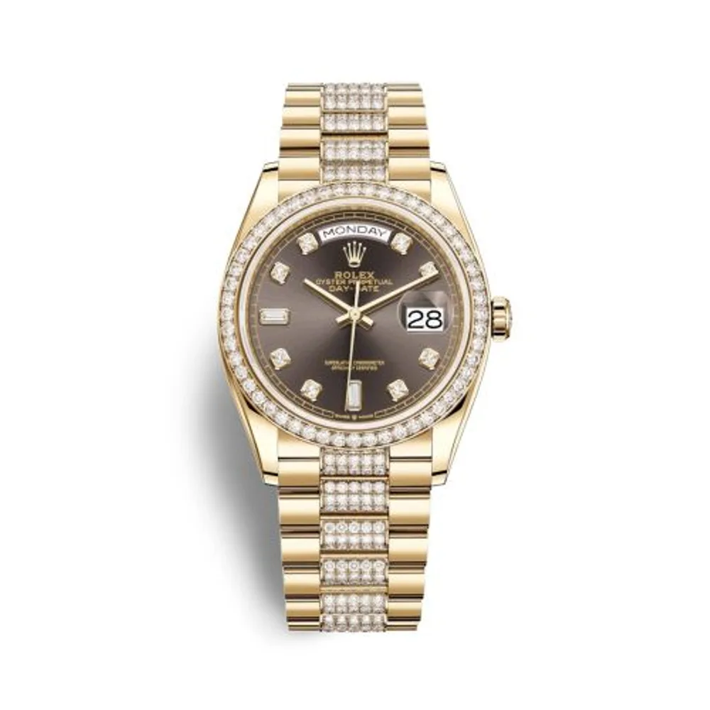 Rolex Day-Date 36 Yellow Gold / Diamond / Dark Grey - Diamond / President - Diamond