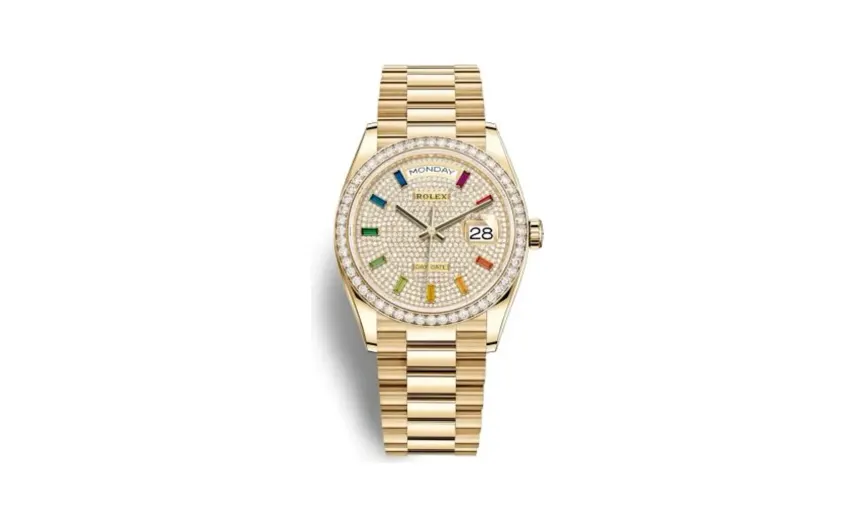 Rolex Day-Date 36 Yellow Gold / Diamond / Paved-Rainbow / President