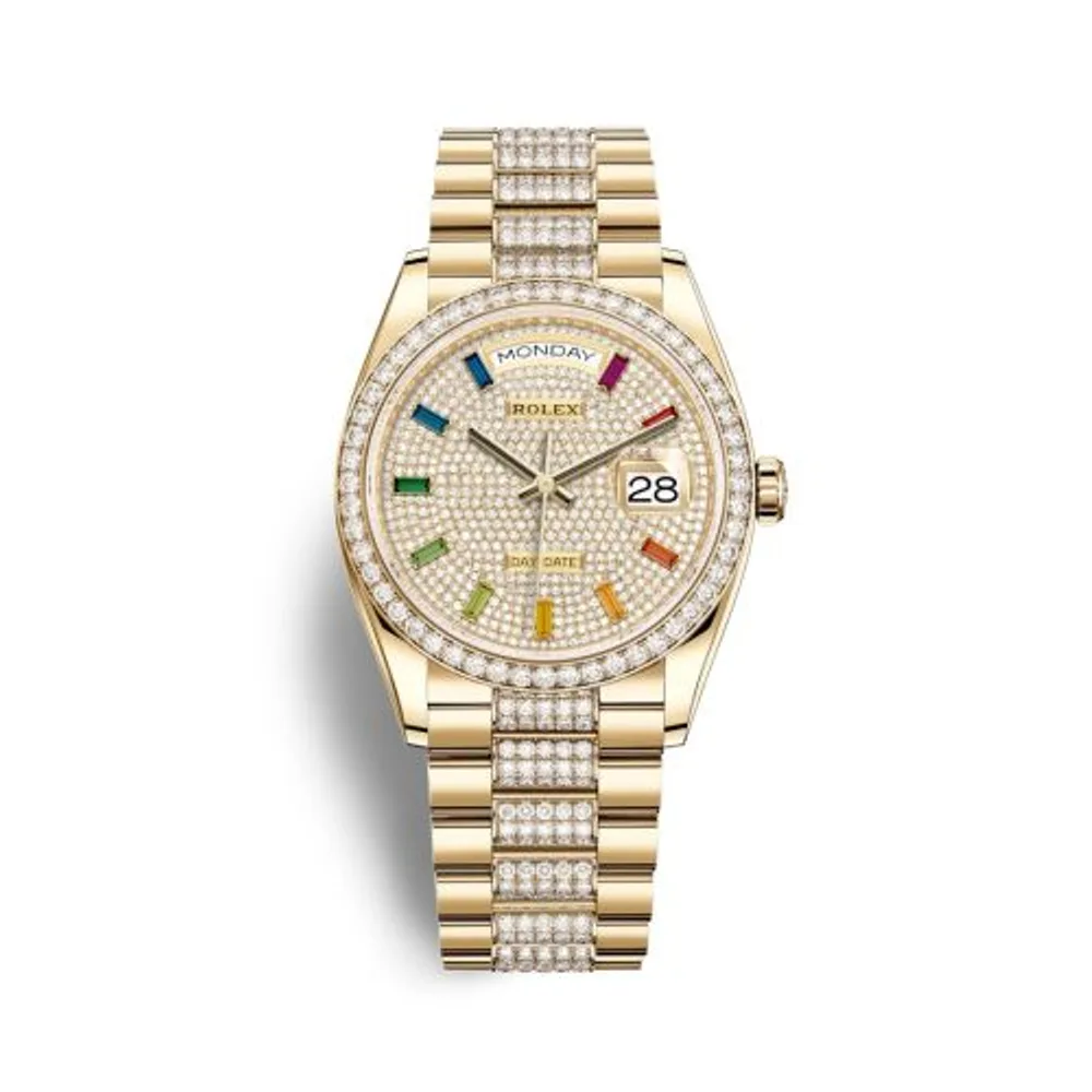 Rolex Day-Date 36 Yellow Gold / Diamond / Paved - Rainbow / President - Diamond
