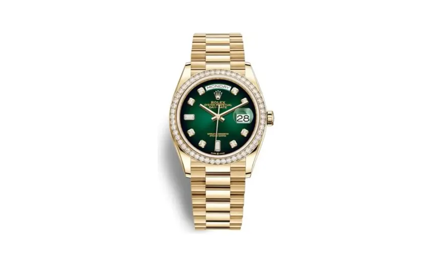 Rolex Day-Date 36 Yellow Gold / Diamond / Green Ombré - Diamond / President
