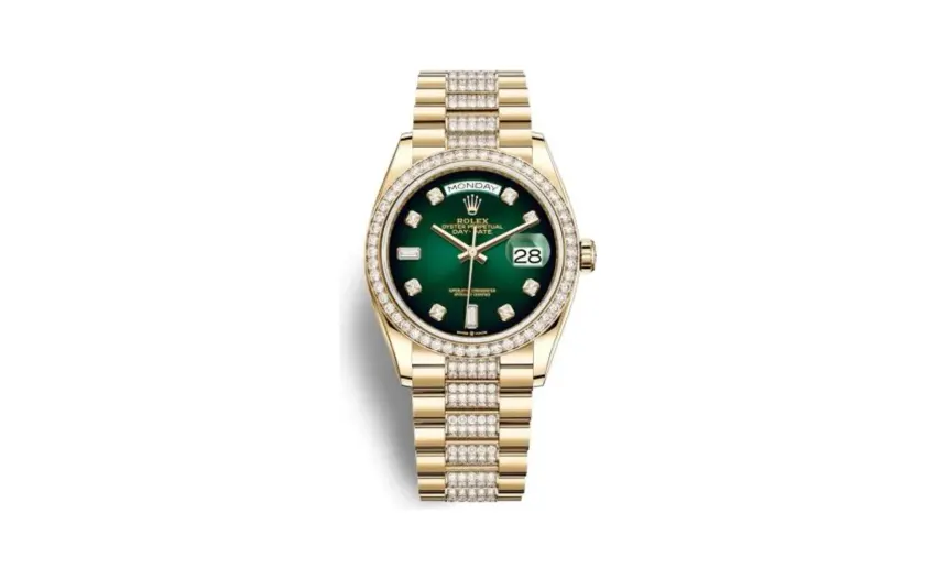 Rolex Day-Date 36 Yellow Gold / Diamond / Green Ombré - Diamond / President - Diamond