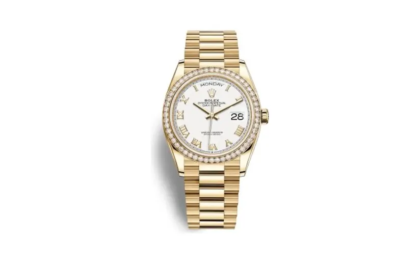 Rolex Day-Date 36 Yellow Gold Diamond / White - Roman / President