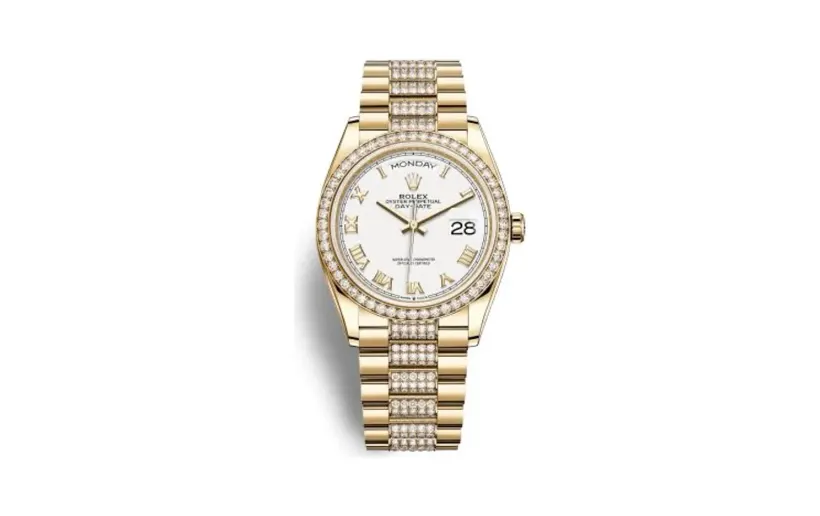 Rolex Day-Date 36 Yellow Gold Diamond / White - Roman / President - Diamond