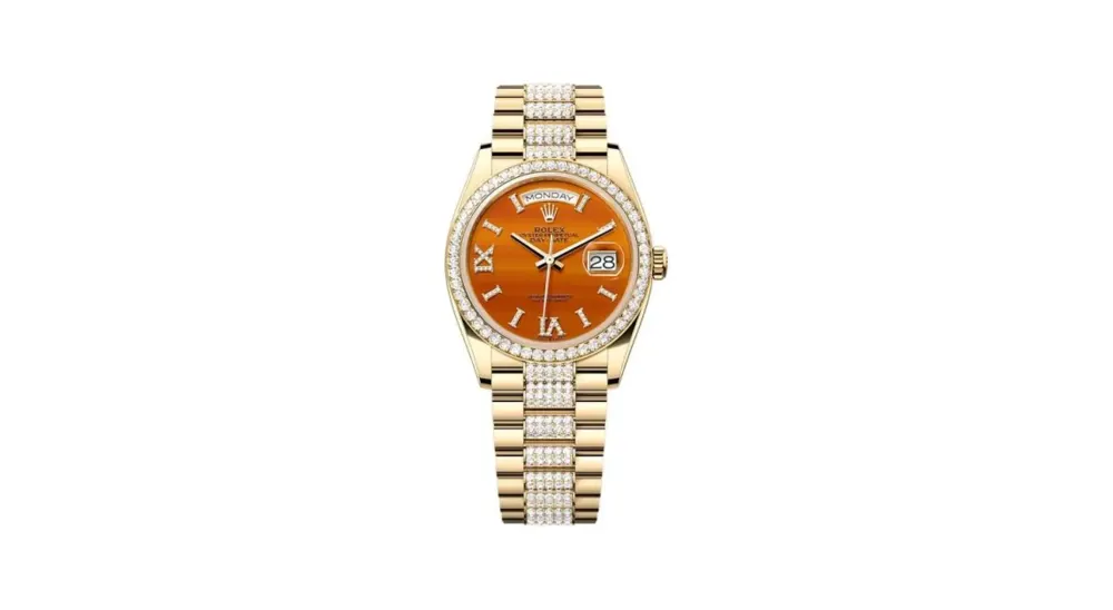 Rolex Day-Date 36 Yellow Gold - Diamond / Carnelian / President - Diamond
