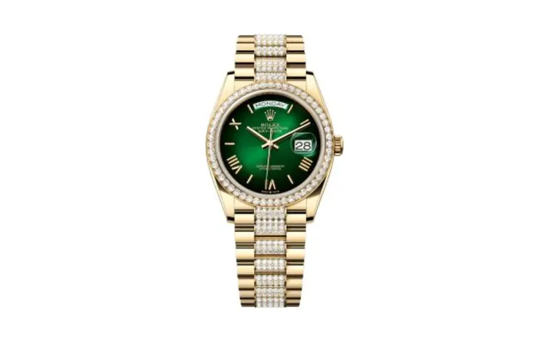 Rolex Day-Date 36 Yellow Gold Diamond / Green - Ombré / President - Diamond
