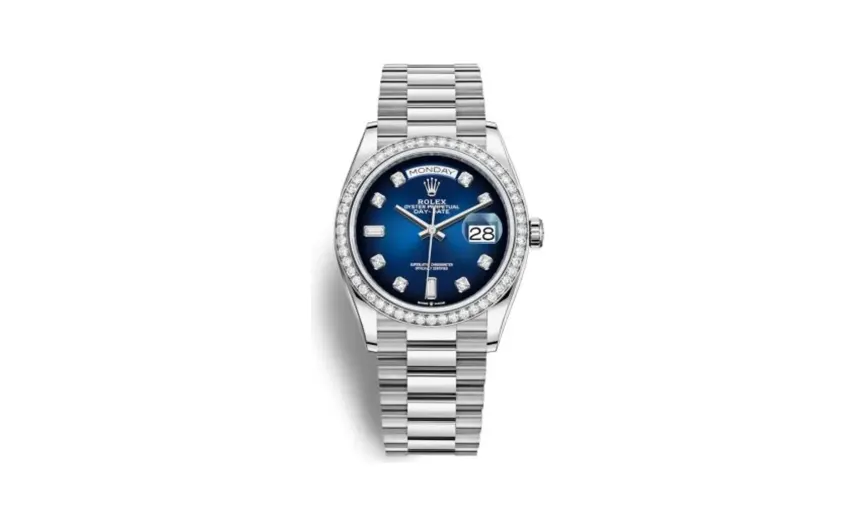 Rolex Day-Date 36 White Gold / Diamond / Blue Ombré-Diamond / President