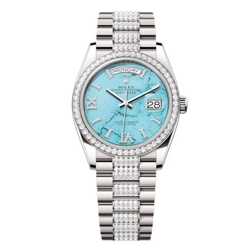 Rolex Day-Date 36 White Gold - Diamond / Turquoise / President - Diamond