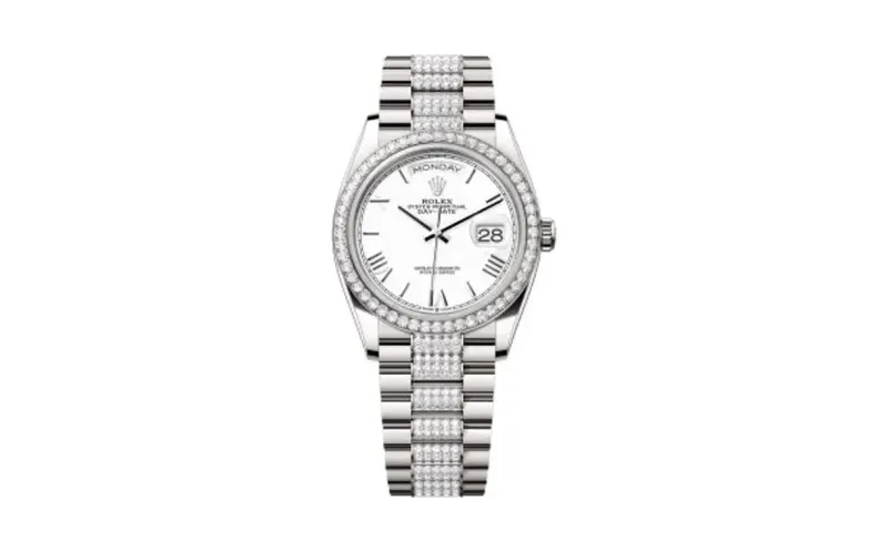 Rolex Day-Date 36 White Gold - Diamond / White - Roman / President - Diamond