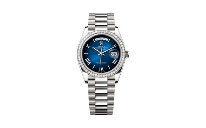 Rolex Day-Date 36 White Gold - Diamond / Blue Ombré - Roman / President