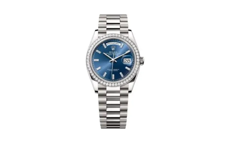 Rolex Day-Date 36 White Gold - Diamond / Bright Blue - Baguette / President