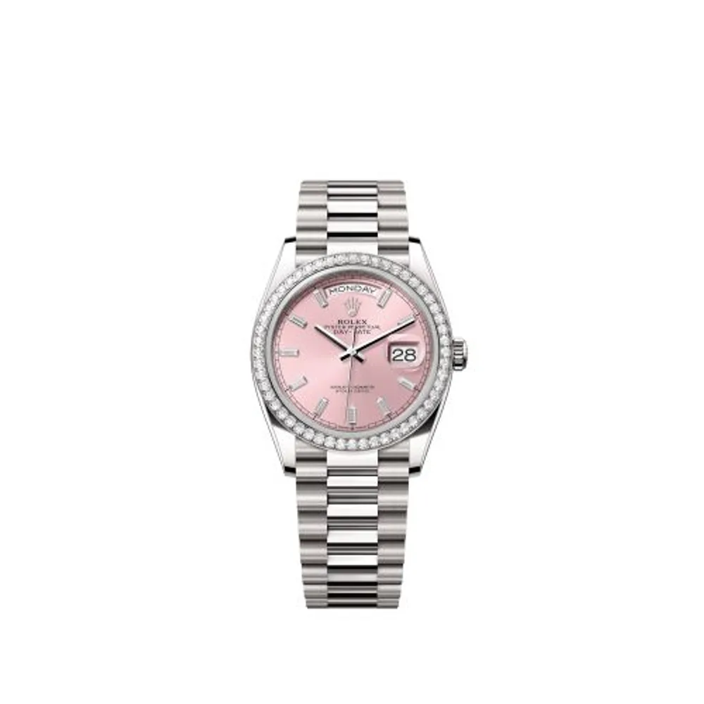 Rolex Day-Date 36 White Gold - Diamond / Pink - Baguette / President