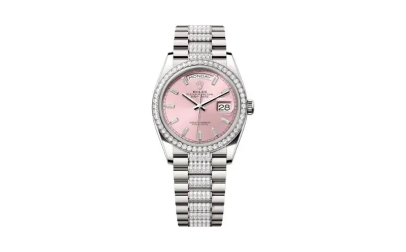 Rolex Day-Date 36 White Gold - Diamond / Pink - Baguette / President - Diamond