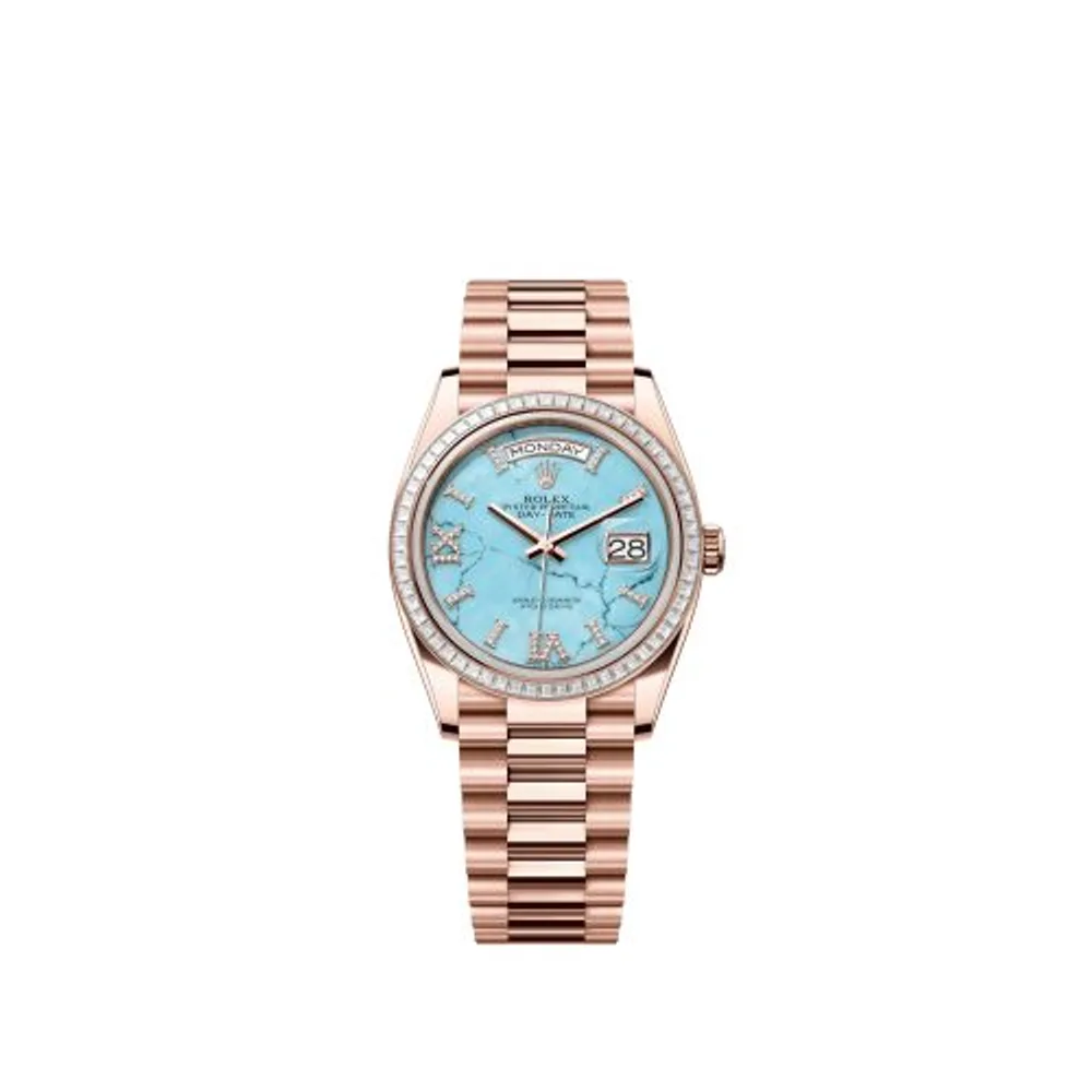 Rolex Day-Date 36 Everose Gold - Baguette / Turquoise / President - Diamond