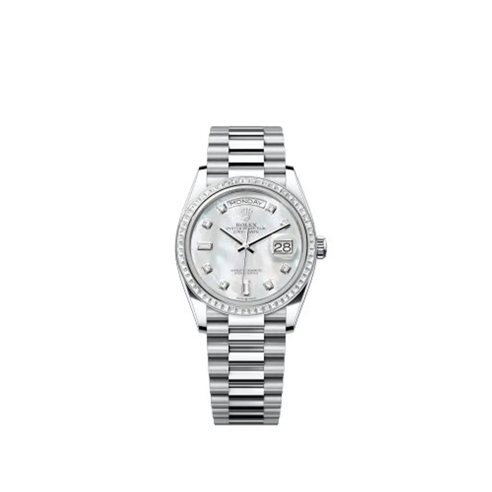 Rolex Day-Date 36 Platinum - Baguette / MOP / President