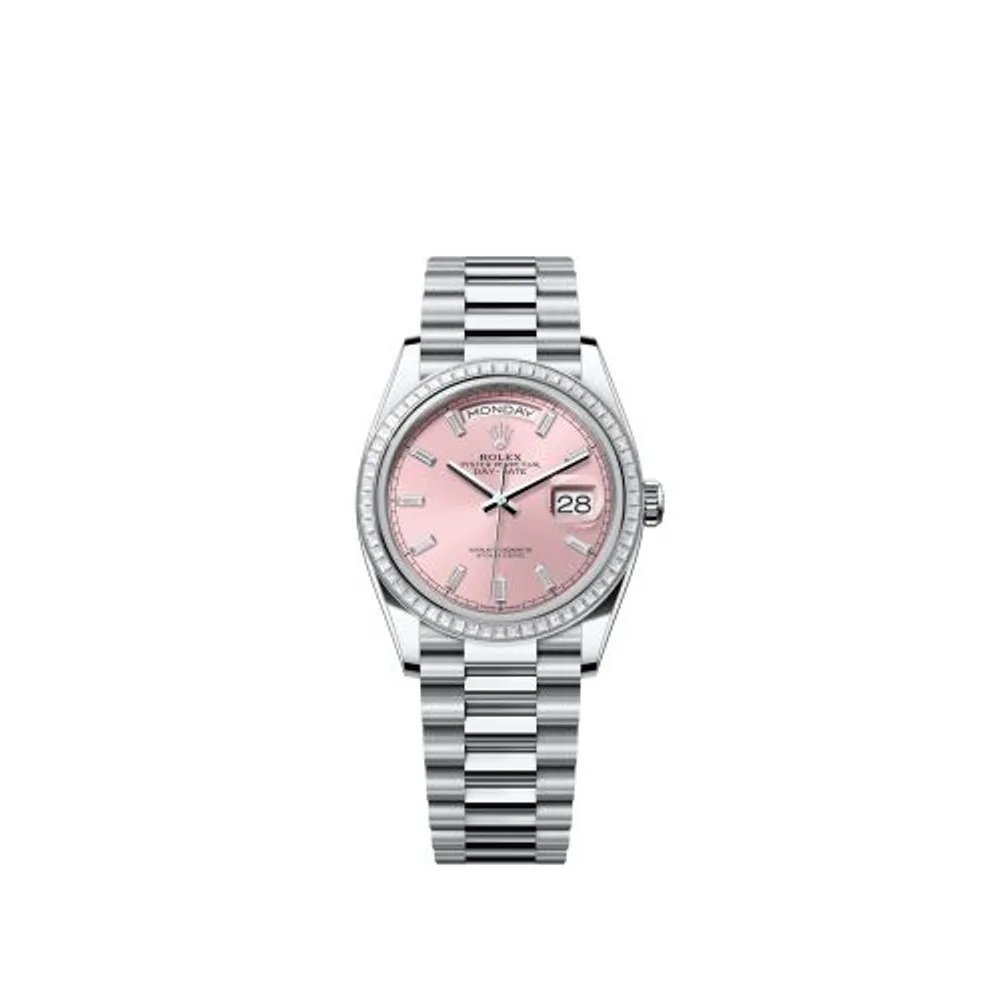 Rolex Day-Date 36 Platinum - Baguette / Pink - Baguette / President