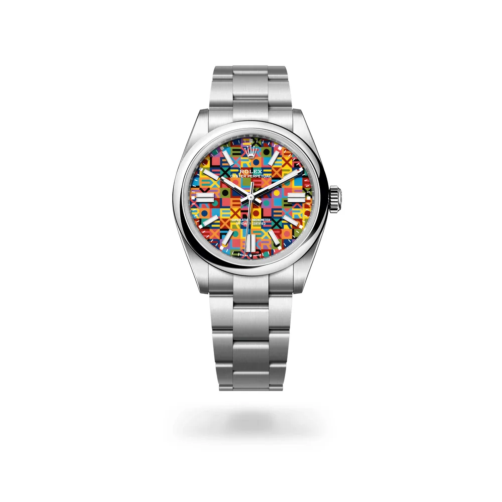 Rolex Oyster Perpetual 41, Oystersteel, Multicoloured with Jubilee motif dial
