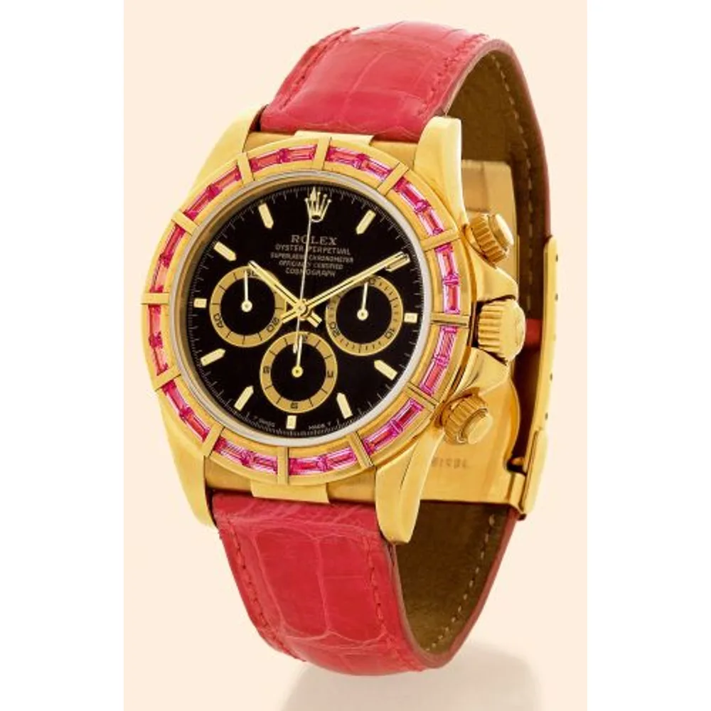 Rolex Daytona Zenith Yellow Gold Pink Sapphire Black