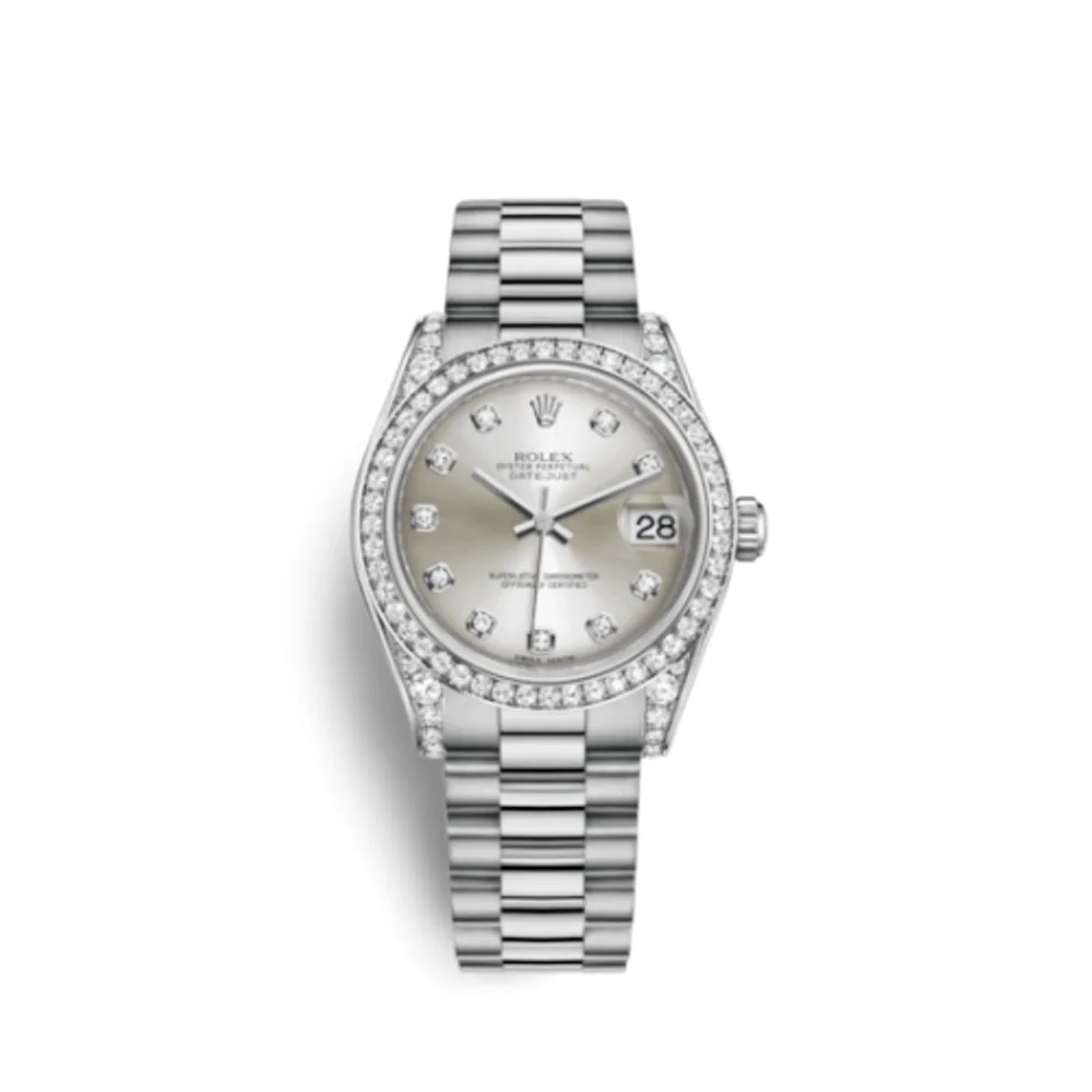 Rolex Datejust 31 White Gold Diamond / President / Silver Diamond