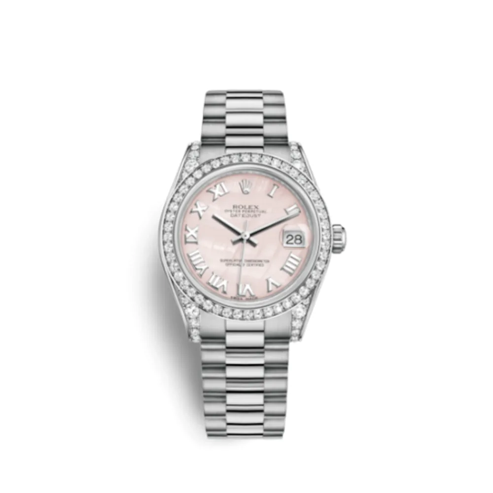 Rolex Datejust 31 White Gold Diamond / President / Pink MOP Roman