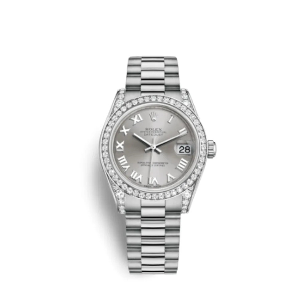Rolex Datejust 31 White Gold Diamond / President / Rhodium Roman